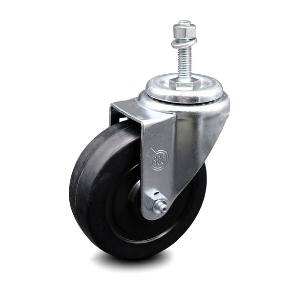 4 Inch Soft Rubber Wheel Swivel 10mm Threaded Stem Caster
